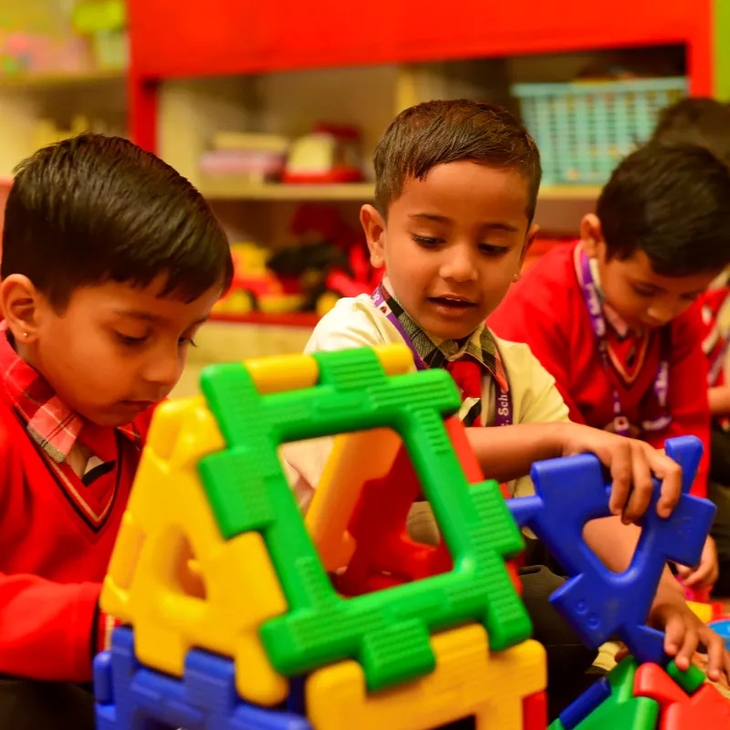 Students Making Objects with Blocks