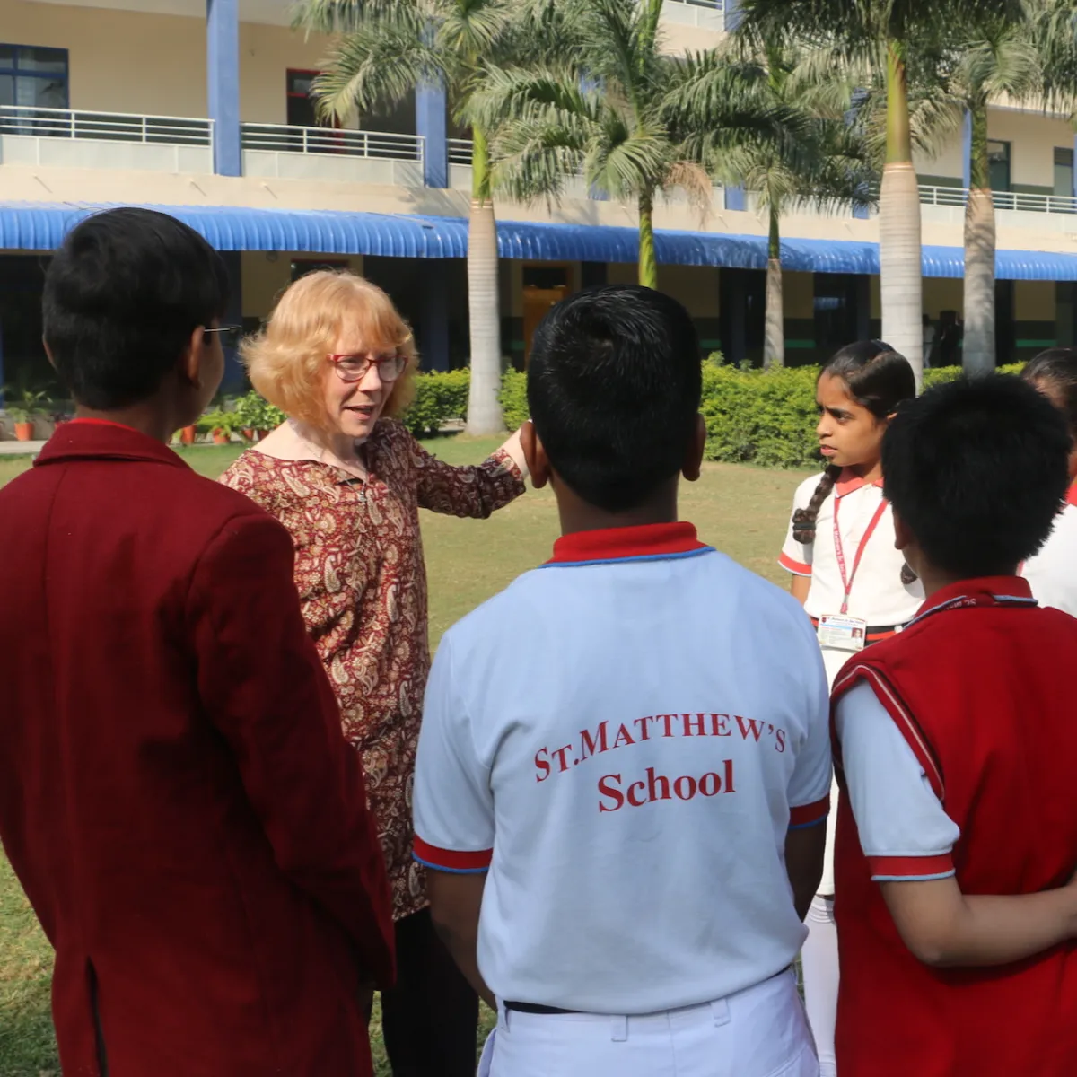 International faculty engaging with students
